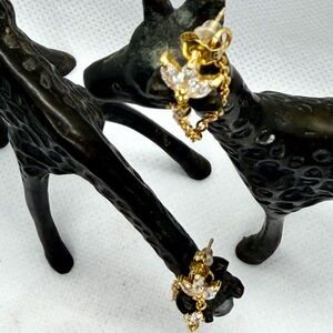 Gold Toned Floral Drop Earrings